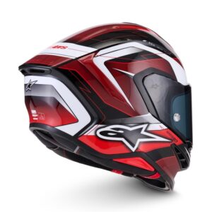 CASCO ALPINESTARS SUPERTECH R7 KINETIS BLACK RED WHITE GLOSSY