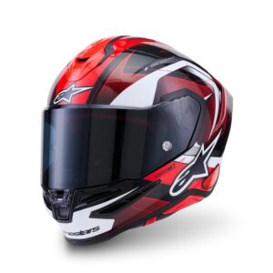 CASCO ALPINESTARS SUPERTECH R7 KINETIS BLACK RED WHITE GLOSSY