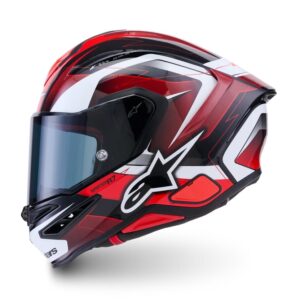 CASCO ALPINESTARS SUPERTECH R7 KINETIS BLACK RED WHITE GLOSSY