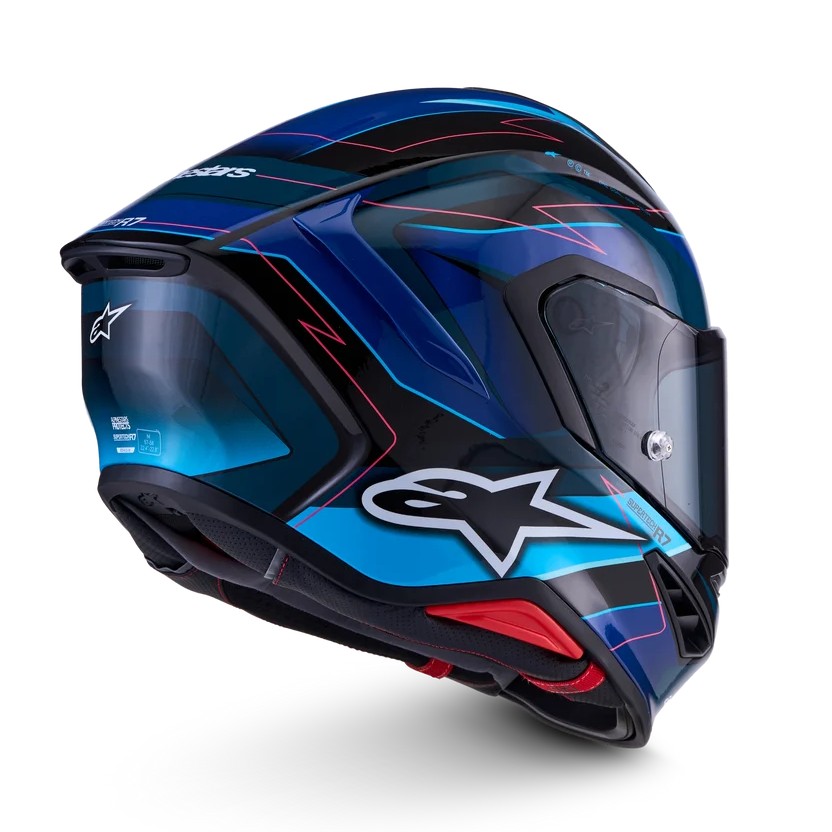 CASCO ALPINESTARS S-R7 KINETIS BLACK BLUE PINK FLUO WHITE GLOSSY