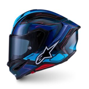 CASCO ALPINESTARS S-R7 KINETIS BLACK BLUE PINK FLUO WHITE GLOSSY
