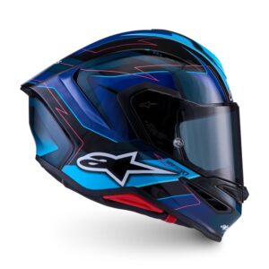 CASCO ALPINESTARS S-R7 KINETIS BLACK BLUE PINK FLUO WHITE GLOSSY