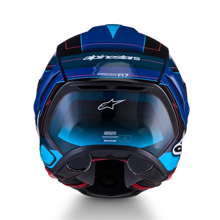 CASCO ALPINESTARS S-R7 KINETIS BLACK BLUE PINK FLUO WHITE GLOSSY