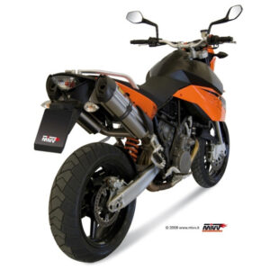 Mivv 2 Bolt-On Suono St. Steel con tapa carbono KTM 950 Supermoto R 05-06 / 990 Supermoto R 07-13