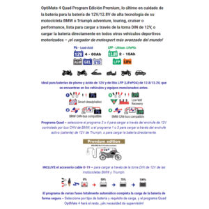 Cargador/Mantenedor baterías Optimate 4 Quad Program TM630-PR