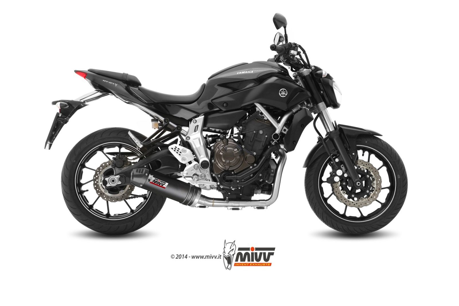 Mivv Full system 2x1 Oval carbono con tapa carbono Yamaha MT-07 / FZ-07 2014-25
