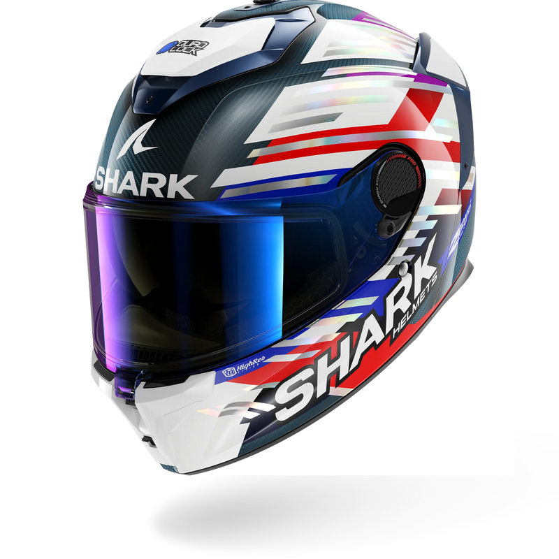CASCO SHARK SPARTAN GT PRO CARBON REPLICA ZARCO GP DE FRANCE 2026 Carbon Chrome Red