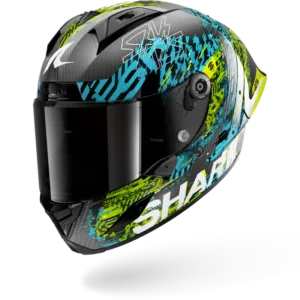 CASCO SHARK AERON-GP FIM 2 SPEED-VIB Carbon Blue Green