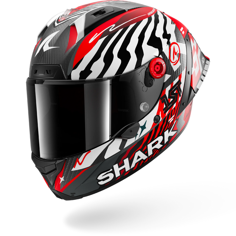 CASCO SHARK AERON-GP FIM 2 SPEED-FANCY Mat Carbon White Red