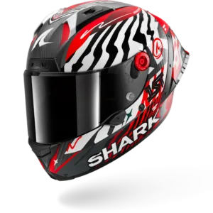 CASCO SHARK AERON-GP FIM 2 SPEED-FANCY Mat Carbon White Red