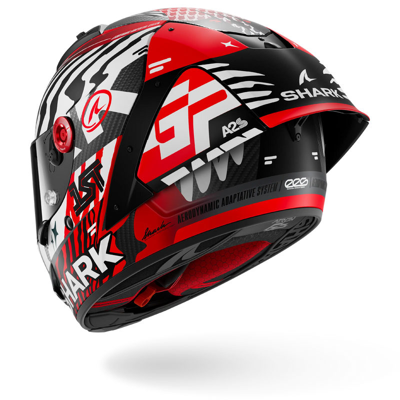 CASCO SHARK AERON-GP FIM 2 SPEED-FANCY Mat Carbon White Red