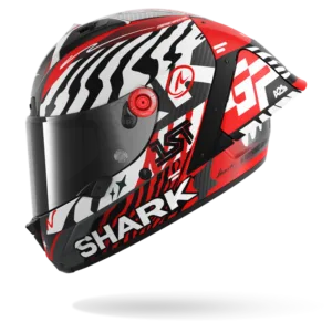 CASCO SHARK AERON-GP FIM 2 SPEED-FANCY Mat Carbon White Red