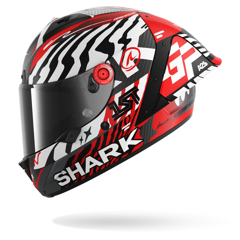 CASCO SHARK AERON-GP FIM 2 SPEED-FANCY Mat Carbon White Red