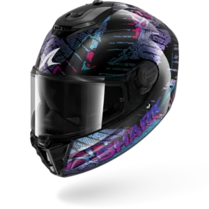 CASCO SHARK SPARTAN RS FIBRE SPARTAN RS REPTAIA Black Blue Glitter