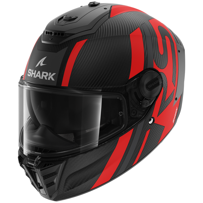 CASCO SHARK SPARTAN RS CARBON Shawn Matte Carbon Anthracite Red