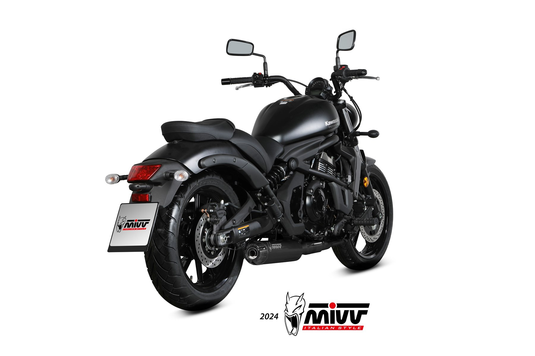 MIVV FULL SYSTEM 2x1 HR-1 BLACK CON TAPA DE CARBONO KAWASAKI VULCAN S 2017-23