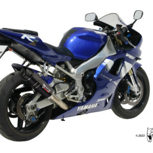 MIVV SLIP-ON GP BLACK CON TAPA EN CARBONO YAMAHA YZF R1 1000 1998-01