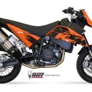 Mivv 2 Bolt-On Suono St. Steel con tapa carbono KTM 690 SM 2007-12