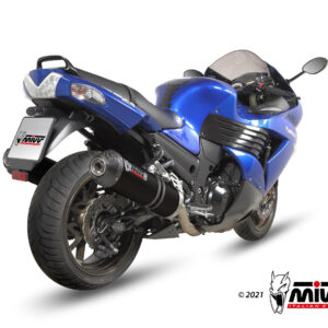 Mivv 2 Slip-On Oval black con tapa carbono Kawasaki ZZR 1400 2006-07