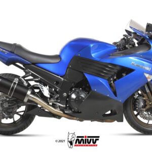 Mivv 2 Slip-On Oval black con tapa carbono Kawasaki ZZR 1400 2008-11
