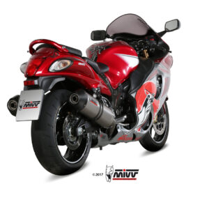 Mivv 2 Slip-On Oval titan con tapa carbono Suzuki GSX-R 1300 Hayabusa 2008-17