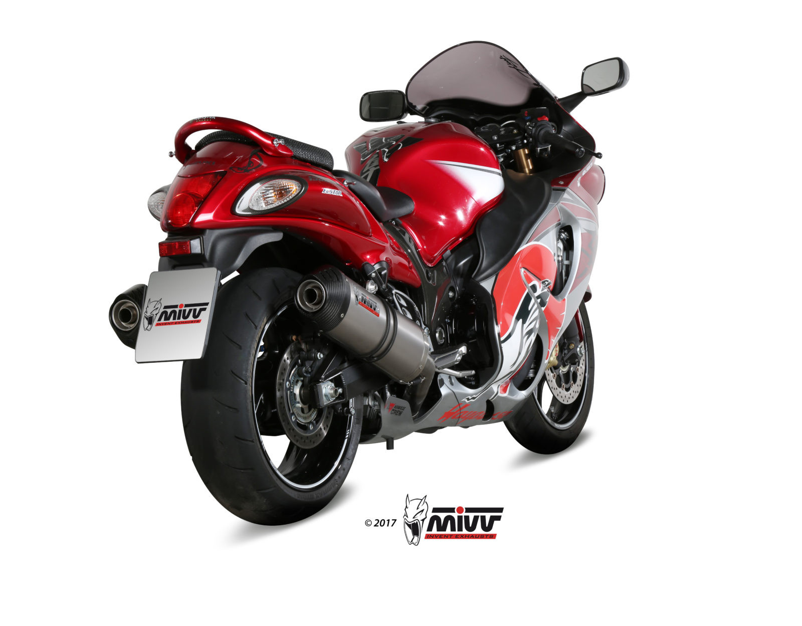 Mivv 2 Slip-On Oval carbono con tapa carbono Suzuki GSX-R 1300 Hayabusa 2008-17