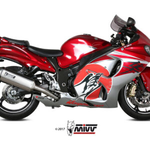 Mivv 2 Slip-On Speed edge St. Steel con tapa carbono Suzuki GSX-R 1300 Hayabusa 2008-17