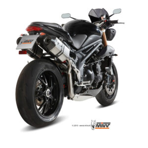 Mivv 2 Slip-On Speed edge St. Steel con tapa carbono Triumph Speed Triple 2011-15
