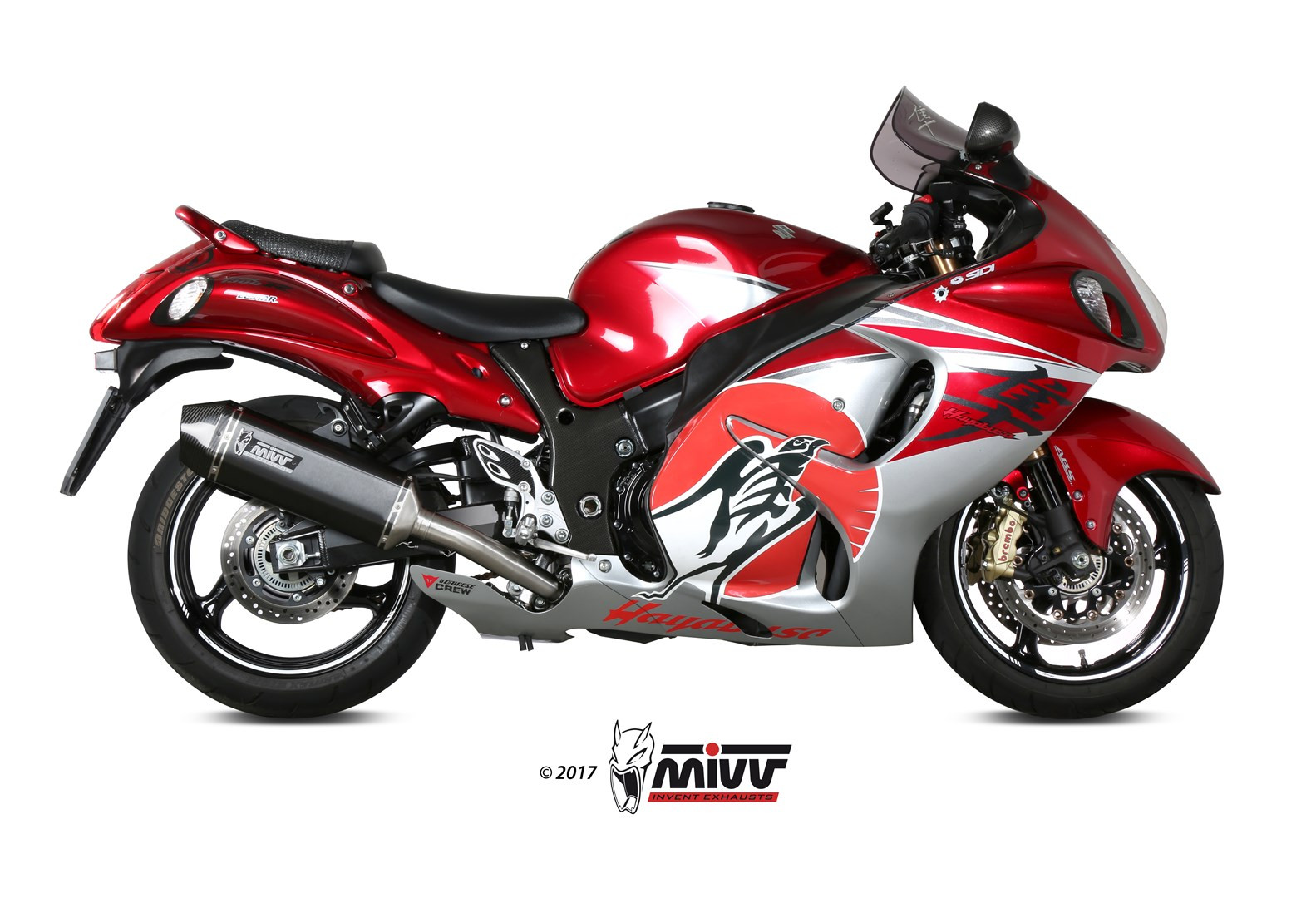 Mivv 2 Slip-On Oval titan con tapa carbono Suzuki GSX-R 1300 Hayabusa 2008-17