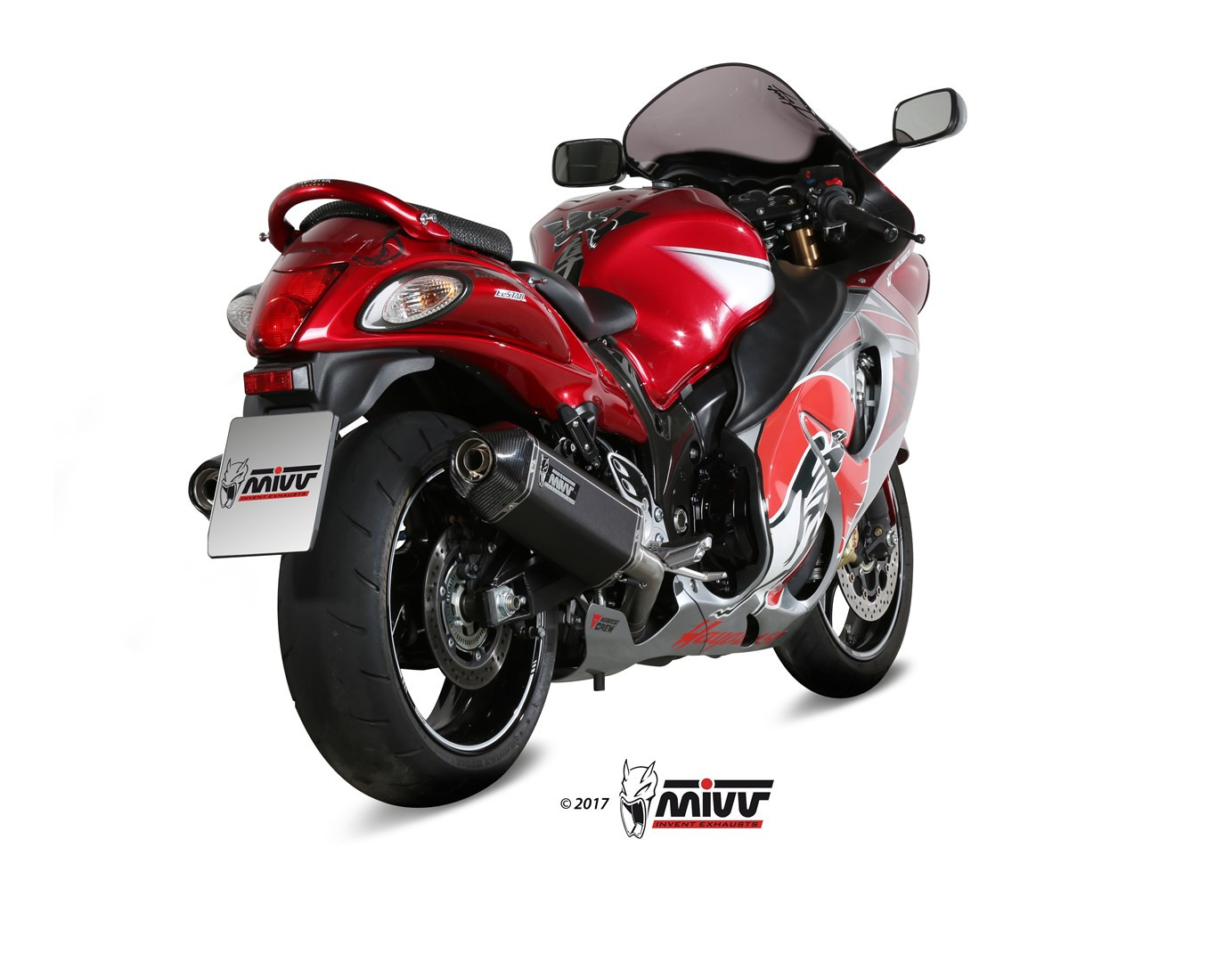 Mivv 2 Slip-On Oval titan con tapa carbono Suzuki GSX-R 1300 Hayabusa 2008-17
