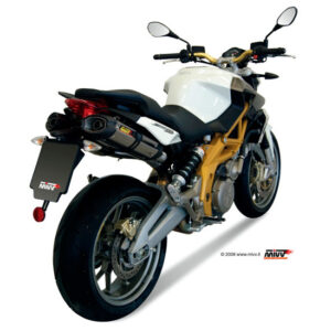 Mivv 2 Slip-On Suono St. Steel con tapa carbono Aprilia Shiver 750 2008-16