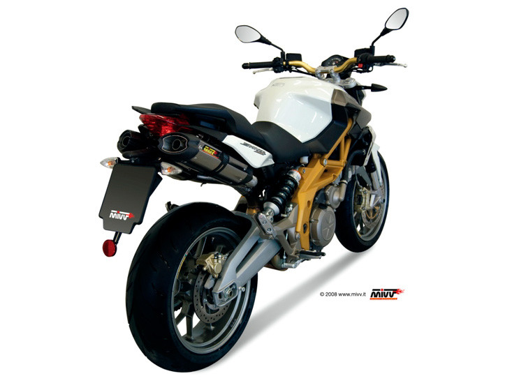 Mivv 2 Slip-On Suono St. Steel con tapa carbono Aprilia Shiver 750 2008-16