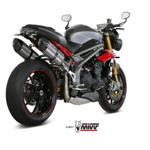 Mivv 2 Slip-On Suono St. Steel con tapa carbono Triumph Speed Triple 2016-17