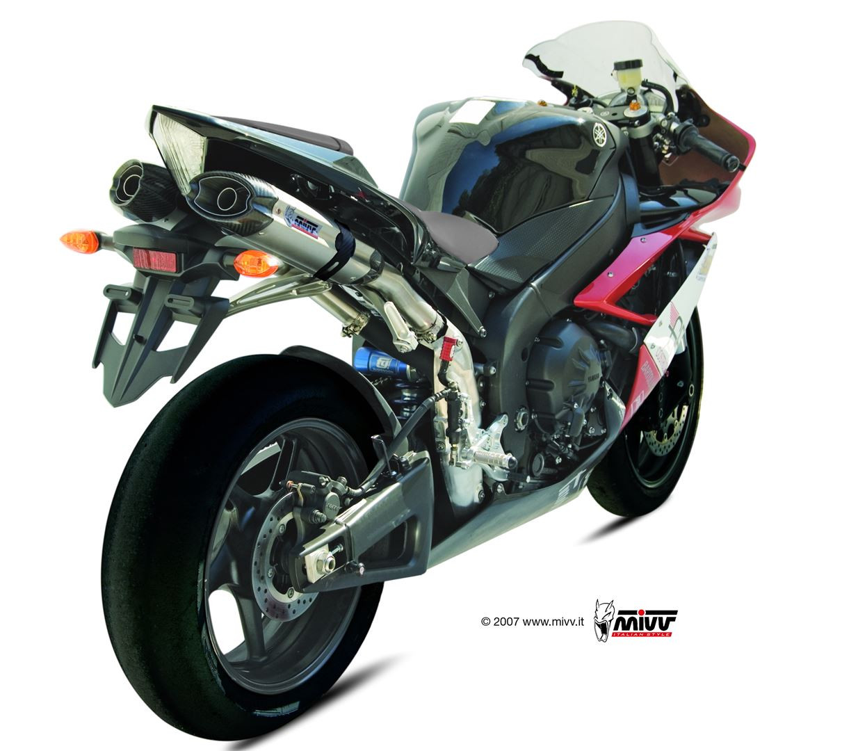 Mivv 2 Slip-On Oval titan con tapa carbono Yamaha YZF 1000 R1 2007-08
