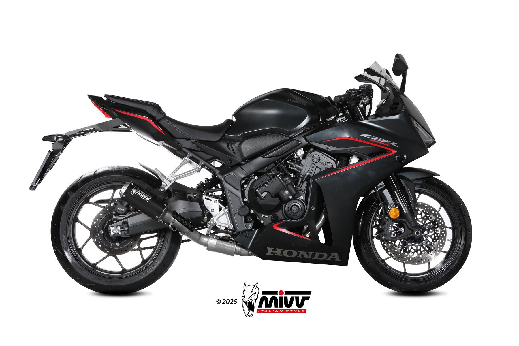 Mivv Escape Completo 4x2x1 AK-1 Black con tapa de carbono Honda CB 650 R 2024-25