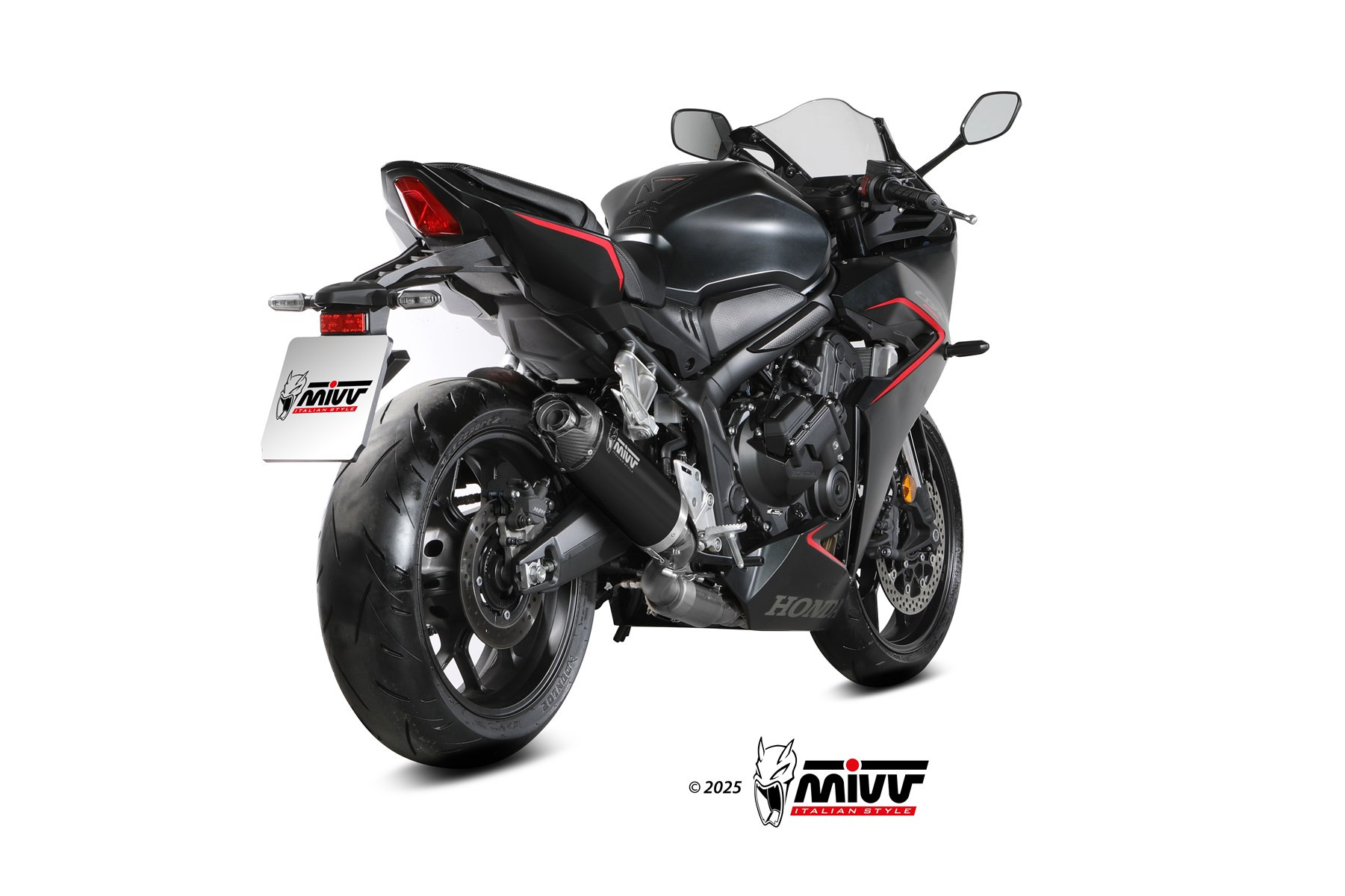 Mivv Full System 4x2x1 AK-1 BLACK con Tapa Carbono HONDA CB 650 R 2024-25