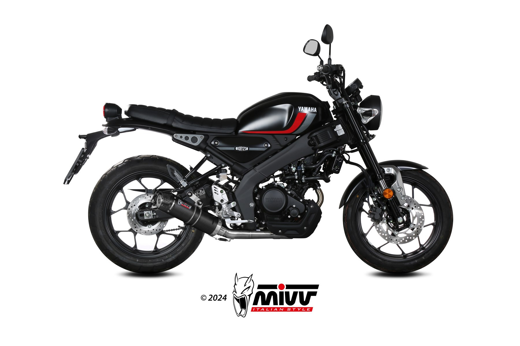 Mivv Full system 1x1 GP CARBON con tapa en carbono YAMAHA XSR 125 2022-24