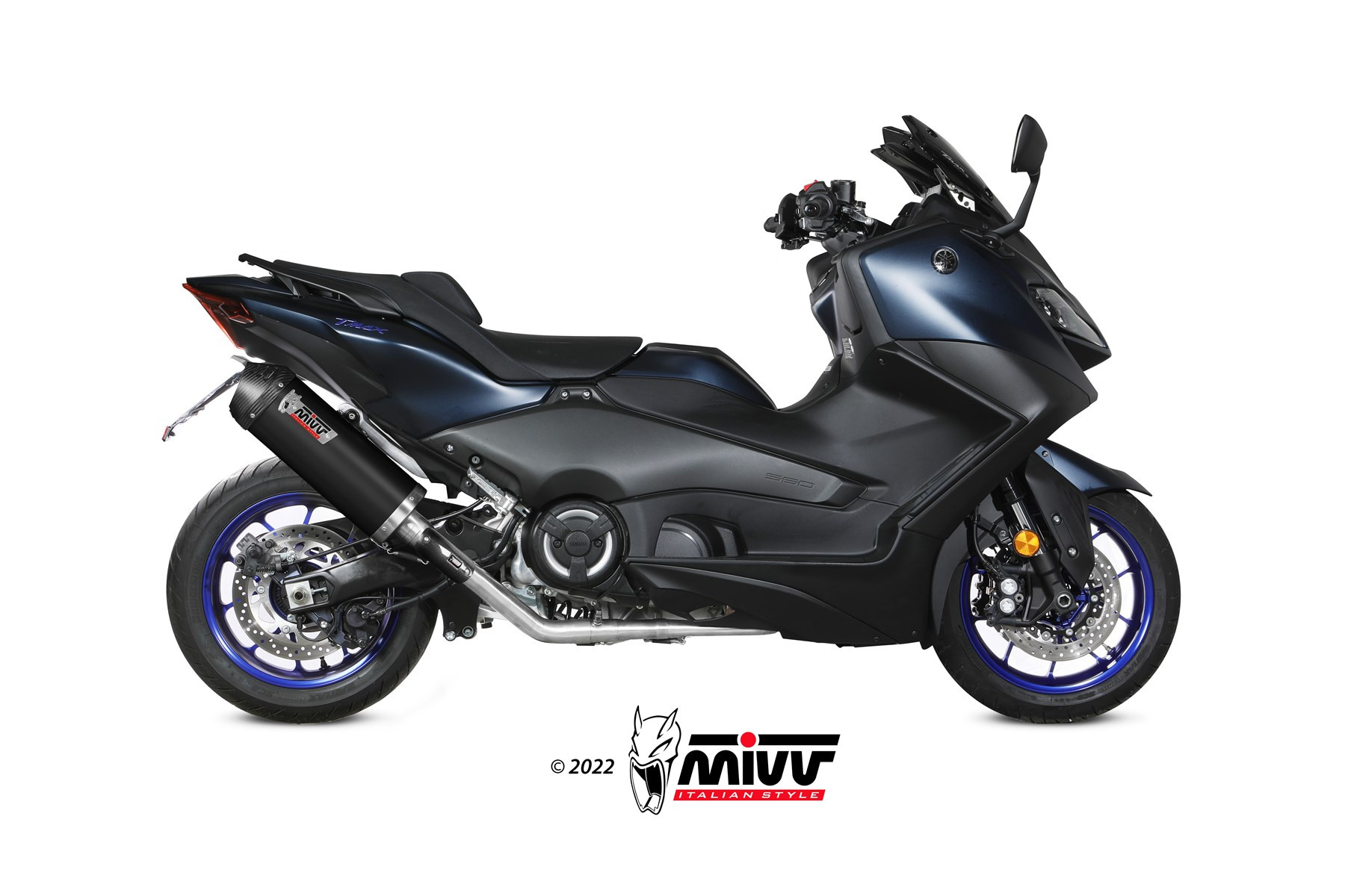 Mivv Full system 2x1 Oval Black con tapa carbono Yamaha T-MAX 560 2022-25