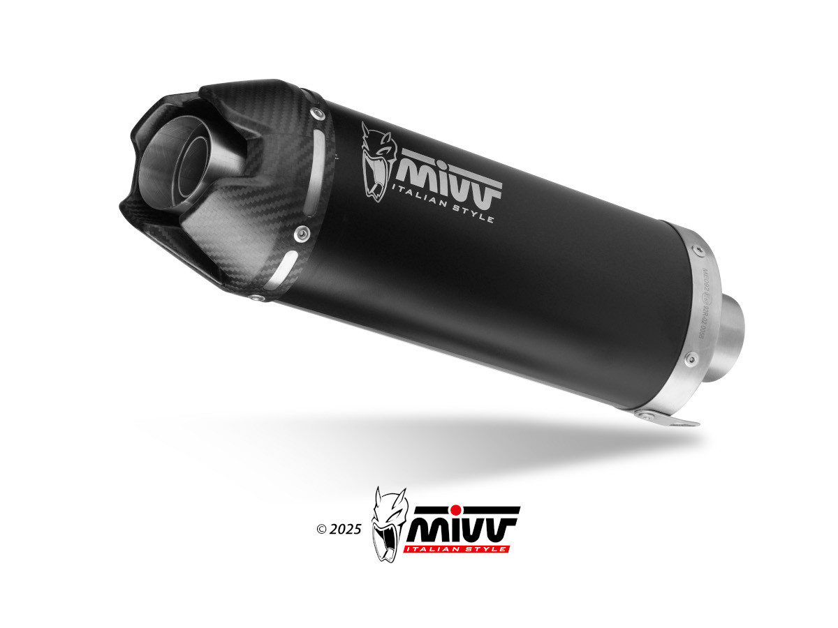 Mivv Slip-On AK-1 Black con tapa de carbono CF Moto 450NK 2023-24