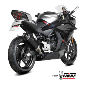 Mivv Slip-On AK-1 Black con tapa de carbono CF Moto 450SR 2023-24