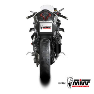 Mivv Slip-On AK-1 Black con tapa de carbono CF Moto 450SR 2023-24