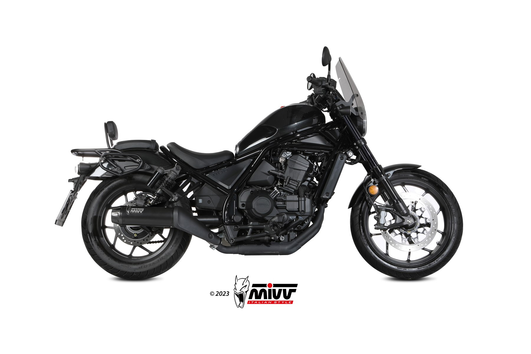 Mivv Slip-On HR-1 Black con tapa en carbono Honda CMX 1100 Rebel 2022-24