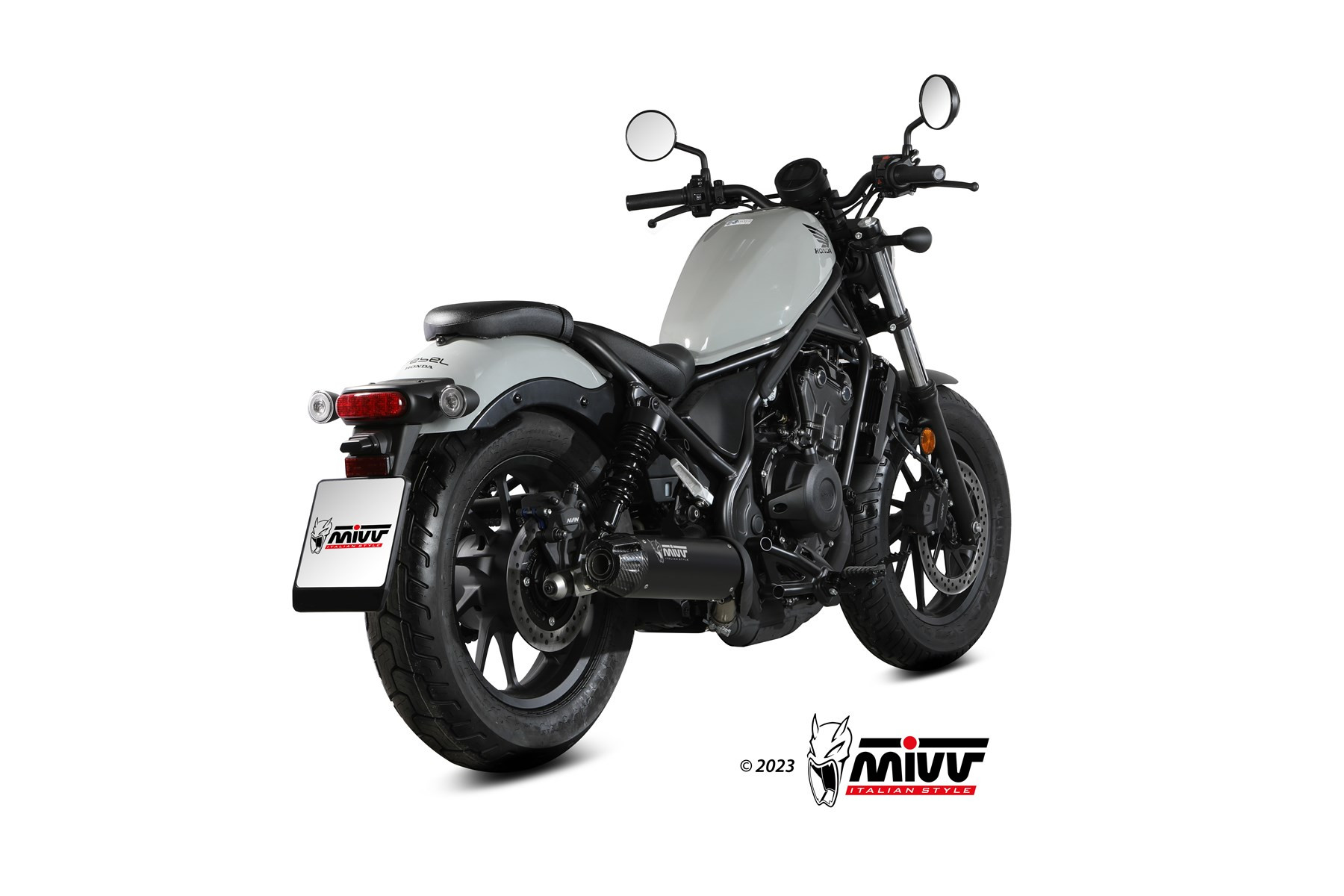 Mivv Slip-On HR-1 Black con tapa en carbono Honda CMX 500 Rebel 2022-24