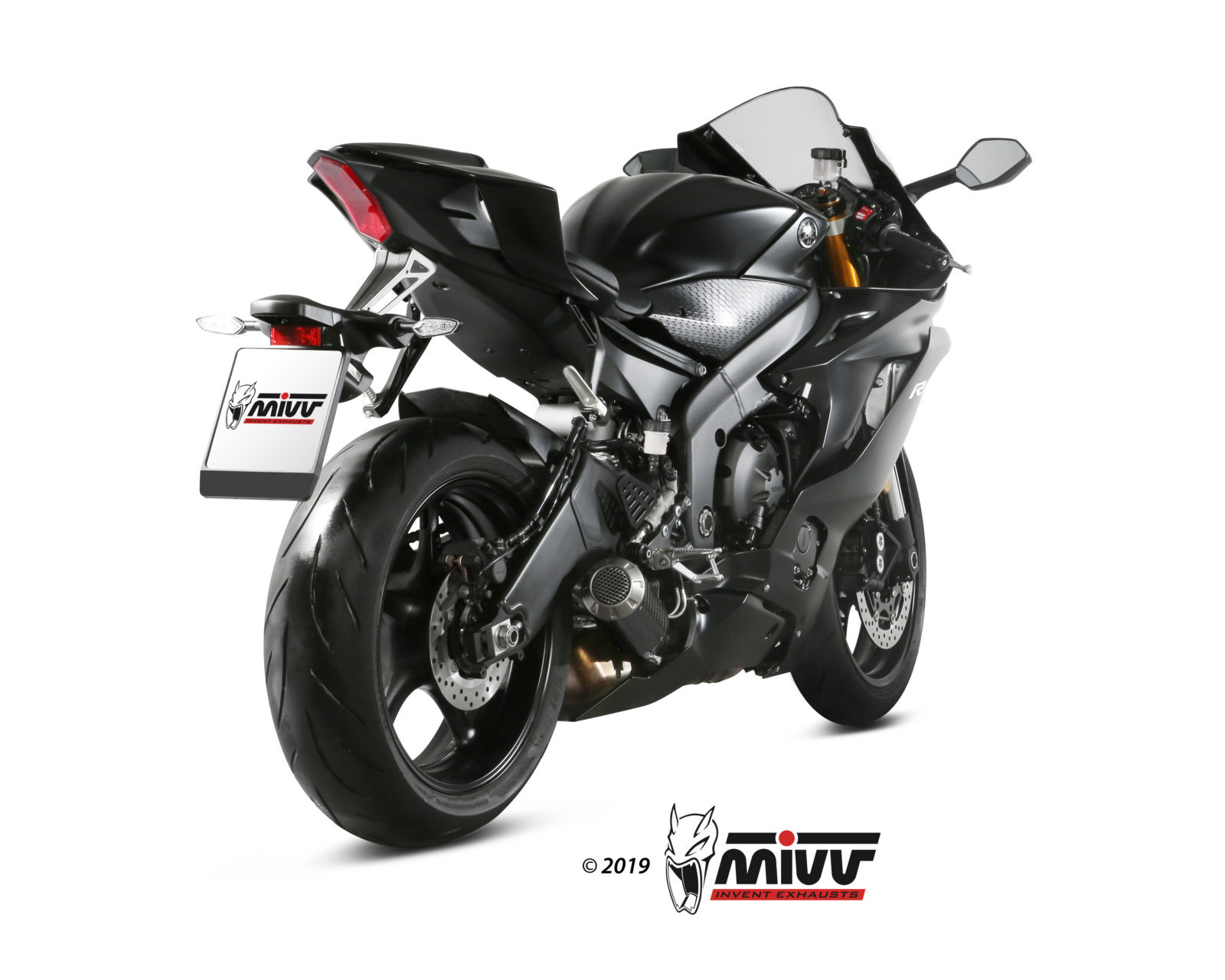 Mivv Slip-On Suono black con tapa carbono Yamaha YZF 600 R6 2017-21