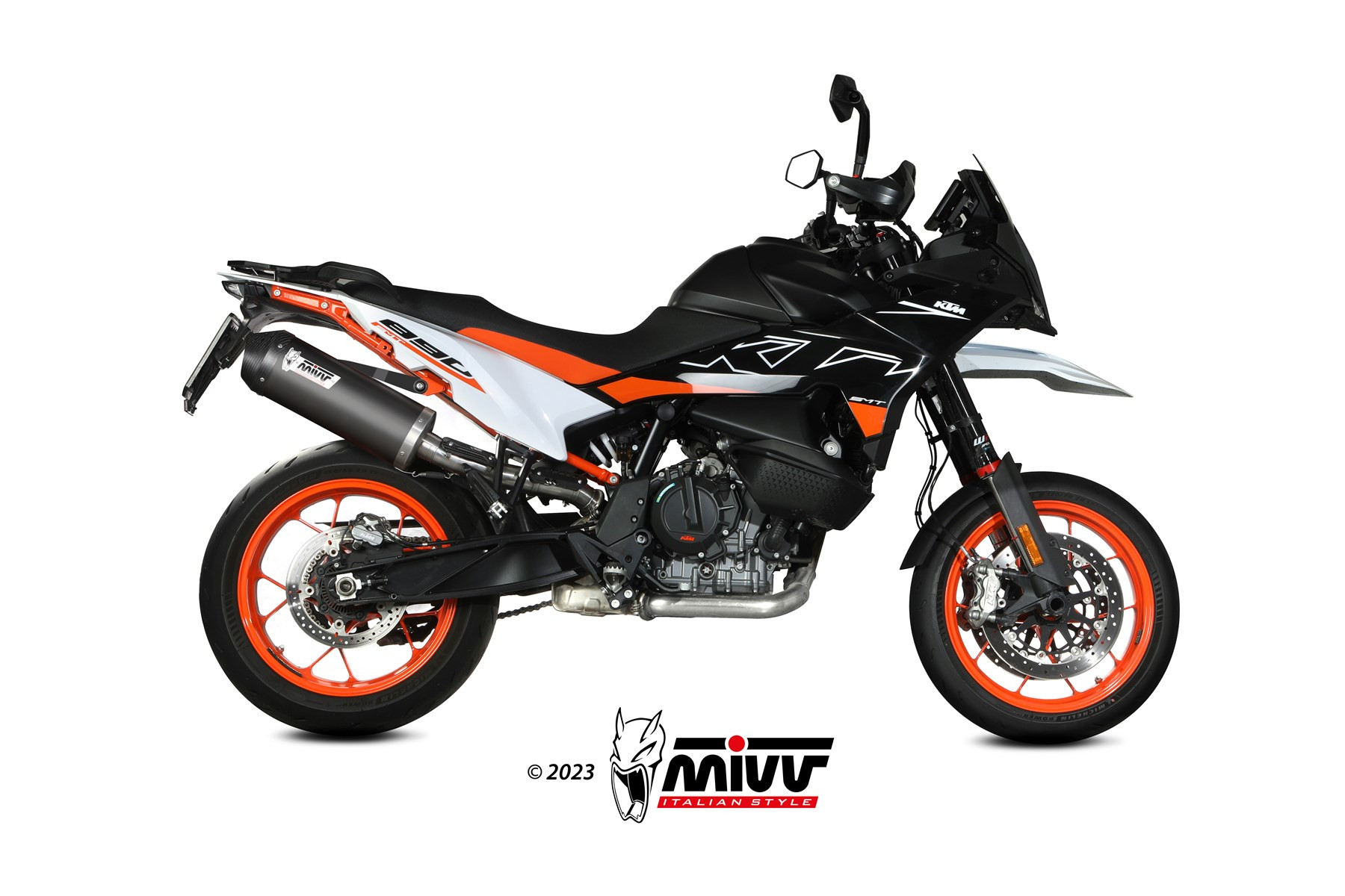Mivv Slip-On Oval Black con tapa carbono KTM 890 SMT 2023-25