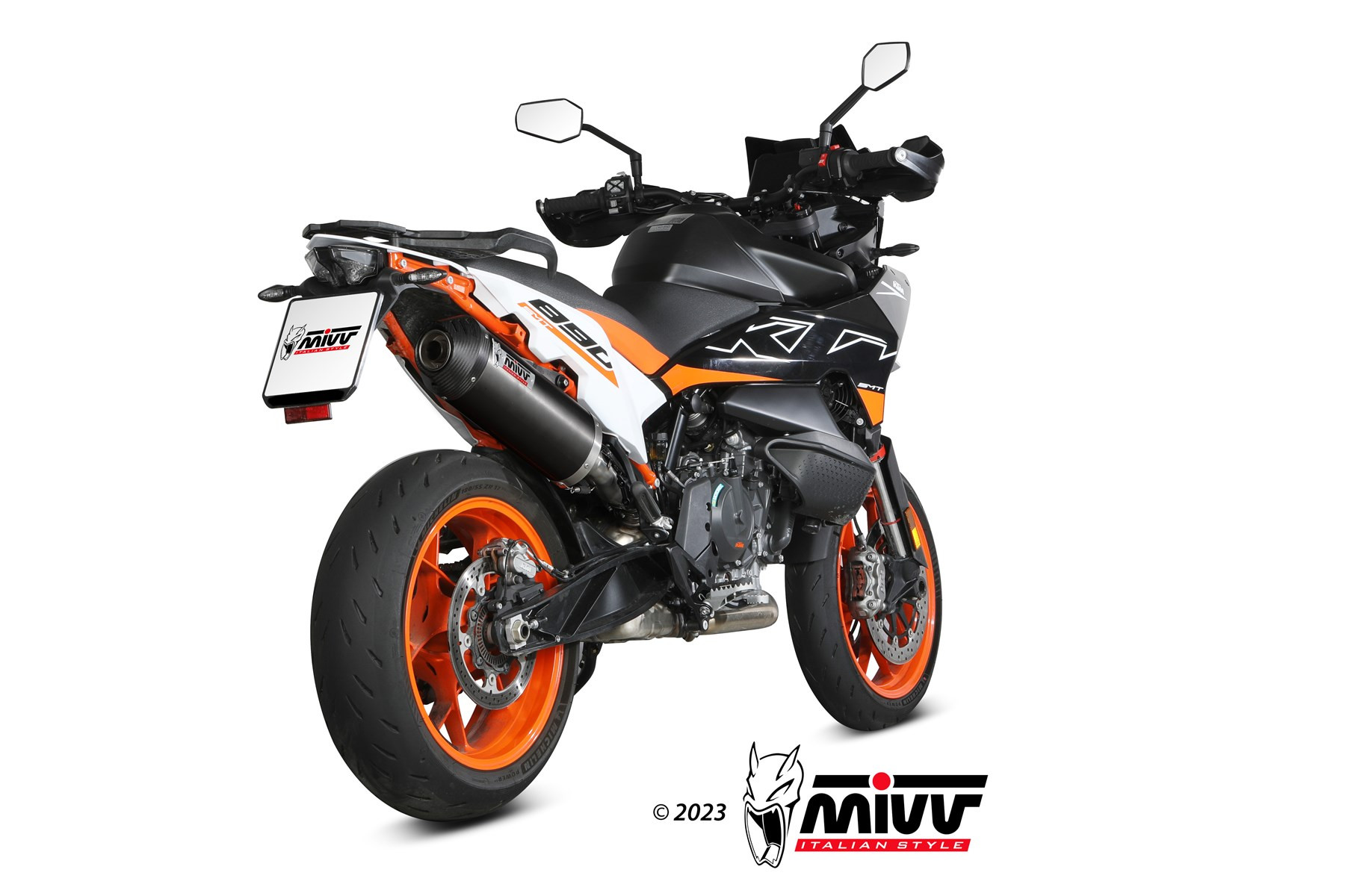 Mivv Slip-On Oval Black con tapa carbono KTM 890 SMT 2023-25