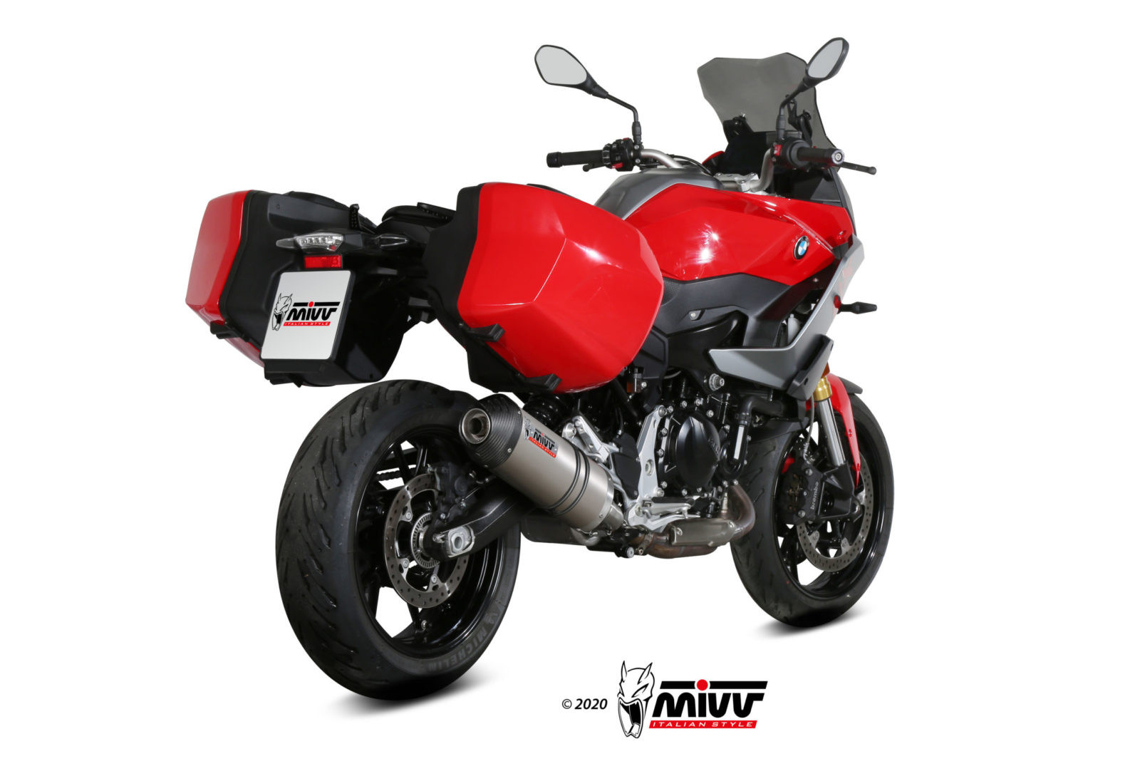 Mivv Slip-On Oval Titan con tapa carbono BMW F 900 XR 2020-25