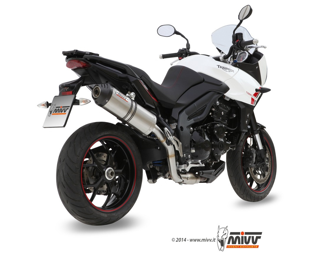 Mivv Slip-On Oval titan con tapa carbono Triumph Tiger 1050 Sport 2013-16
