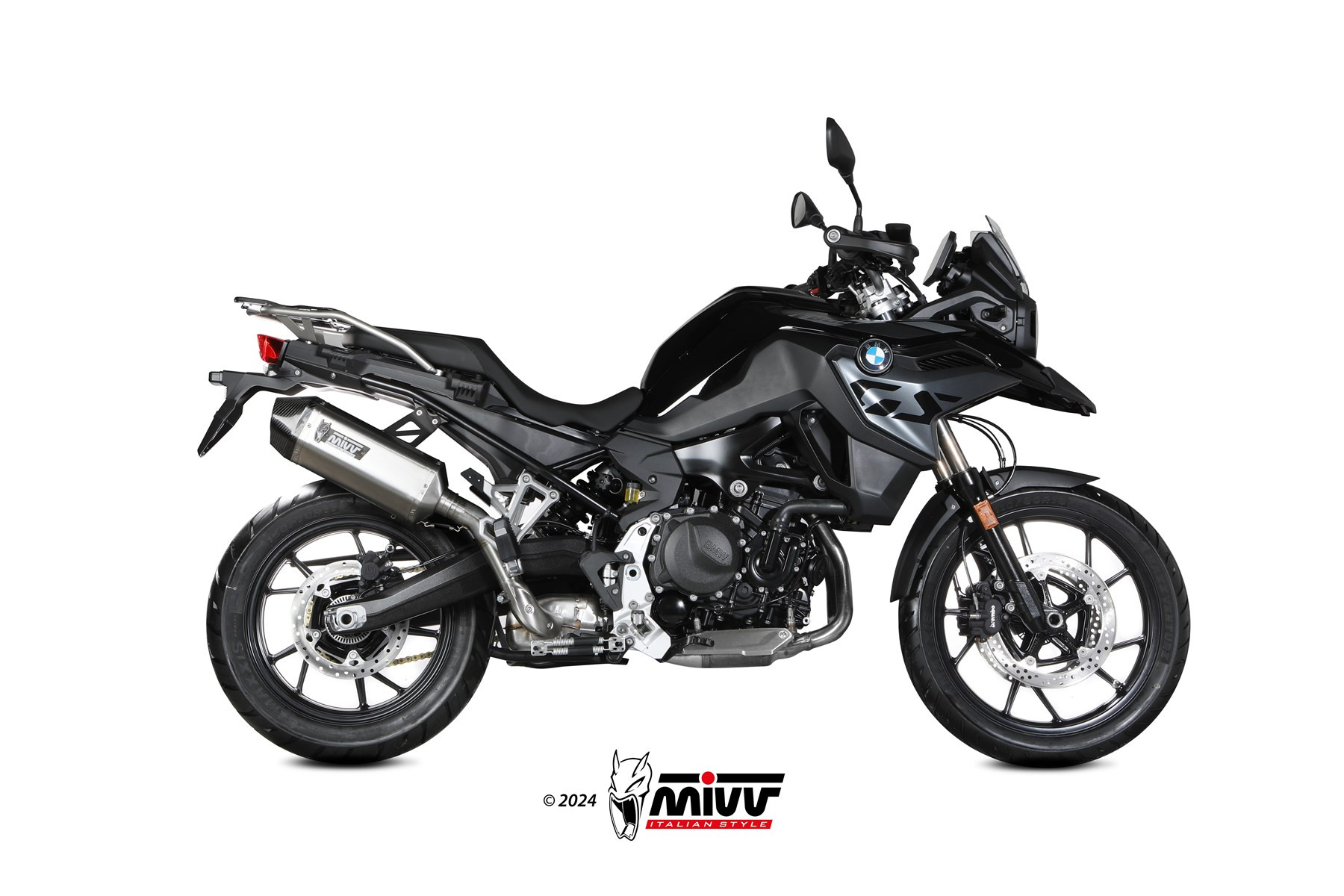 Mivv Slip-On Speed edge St. Steel con tapa carbono BMW F 800 GS 2024-25