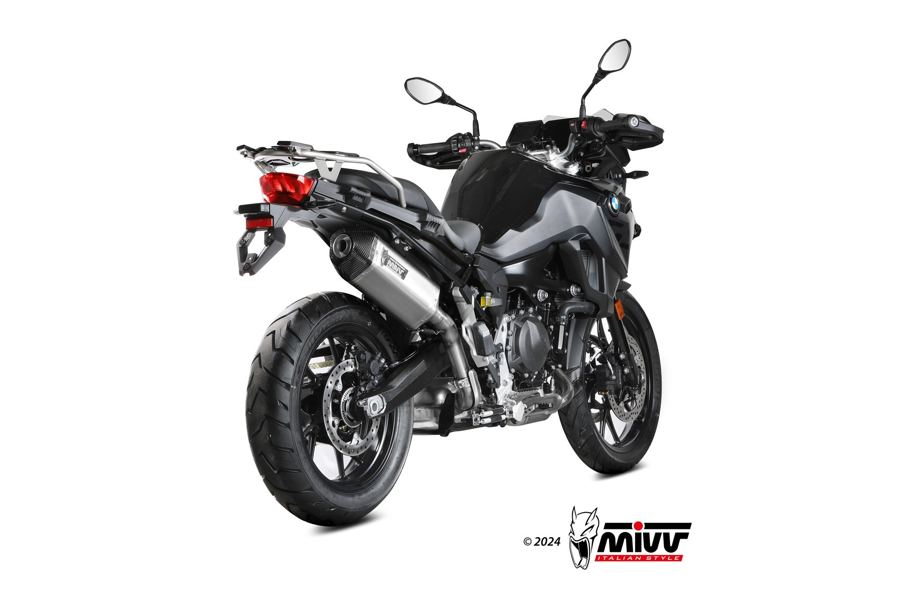 Mivv Slip-On Speed edge St. Steel con tapa carbono BMW F 800 GS 2024-25